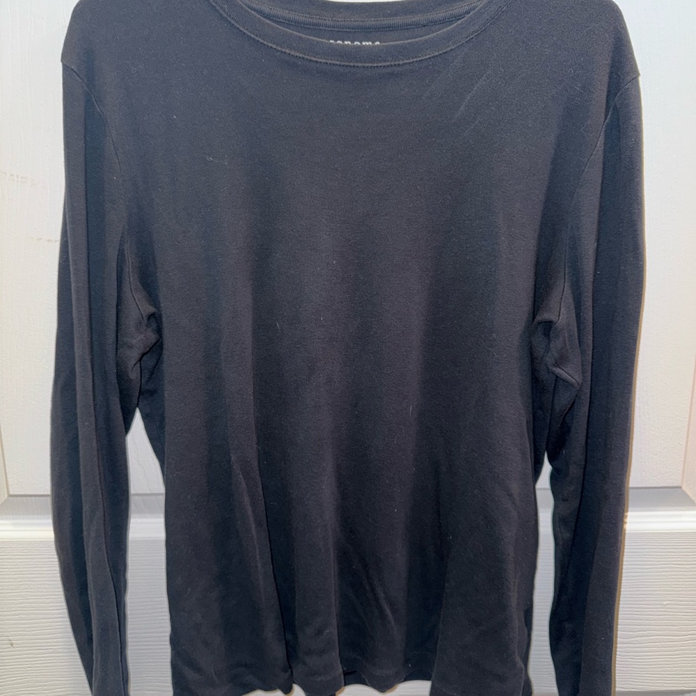 Black Long Sleeve Crew Neck Tee Relaxed Fit